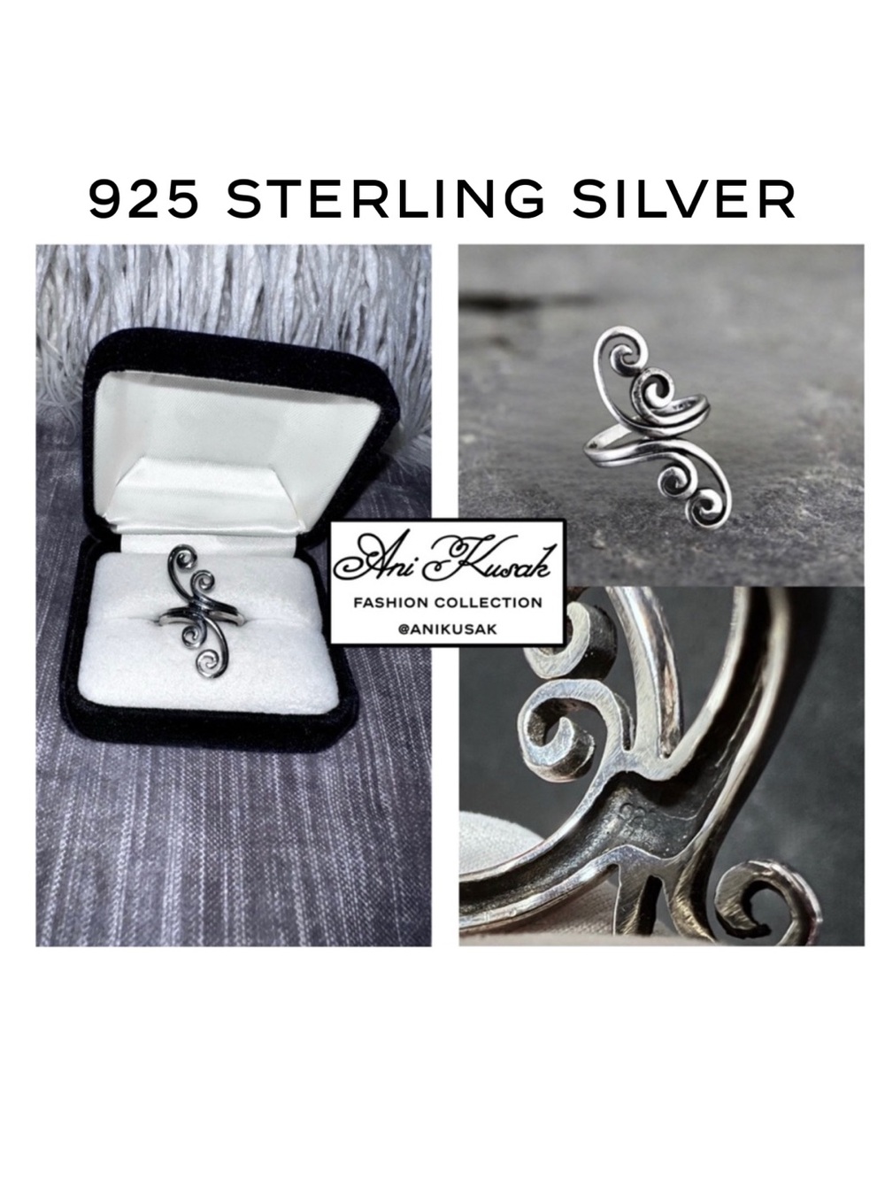 925 Sterling Silver Swirl Ring